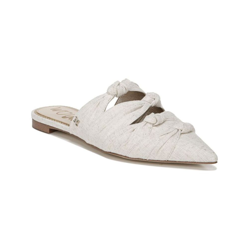 NWT SAM EDELMAN Womens Beige Knot Comfort Shanti Pointed Toe Slip On Mules 8 M